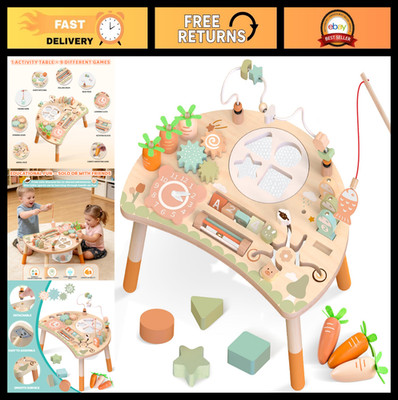 9-in-1 Montessori Wooden Activity Table for Toddlers 1-3, Sensory Play & Learnin