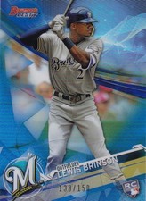 2017 Bowman s Best Lewis Brinson Blue Refractors /150 Brewers Card