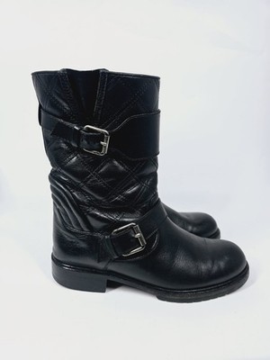 Marc Jacobs Booties schwarz Leder Stiefeletten Reißverschluss Bootie UK Größe 5,5 gesteppt
