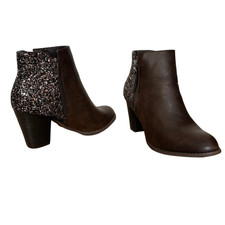 Stivaletti Forever Folie donna taglia UK 5 EU 38 glitter pannello blocco tacco zip