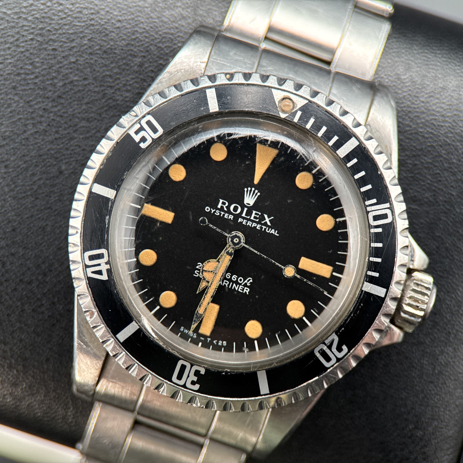 Vintage Rolex Submariner 5513 Black Meters First Dial Automatic 40mm Watch 1968