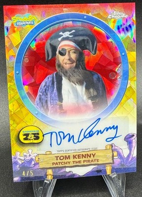 Topps Chrome SpongeBob Sapphire 2025 Tom Kenny / Patchy the Pirate # Red Auto /5