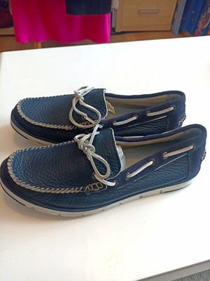 Geox Respira Herren Bootsschuhe Leder blau Schnürung EU 44 Ziernähte