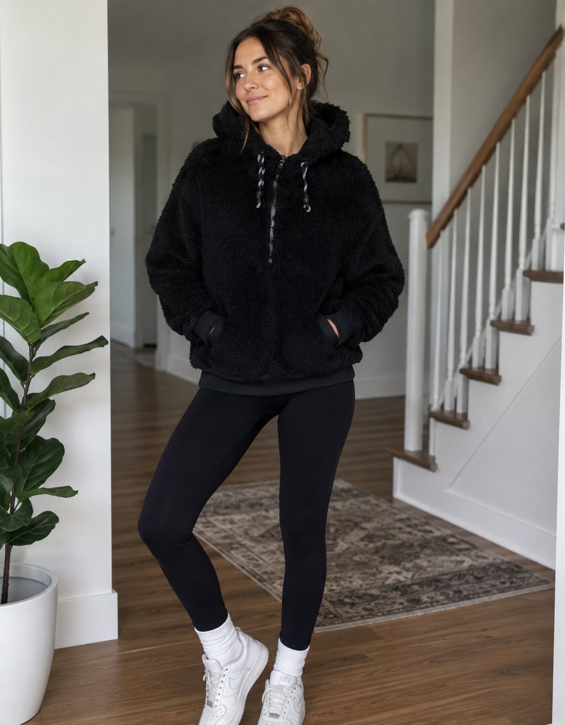 Lululemon Black Sherpa Fleece Half-Zip Pullover Hoodie best for small