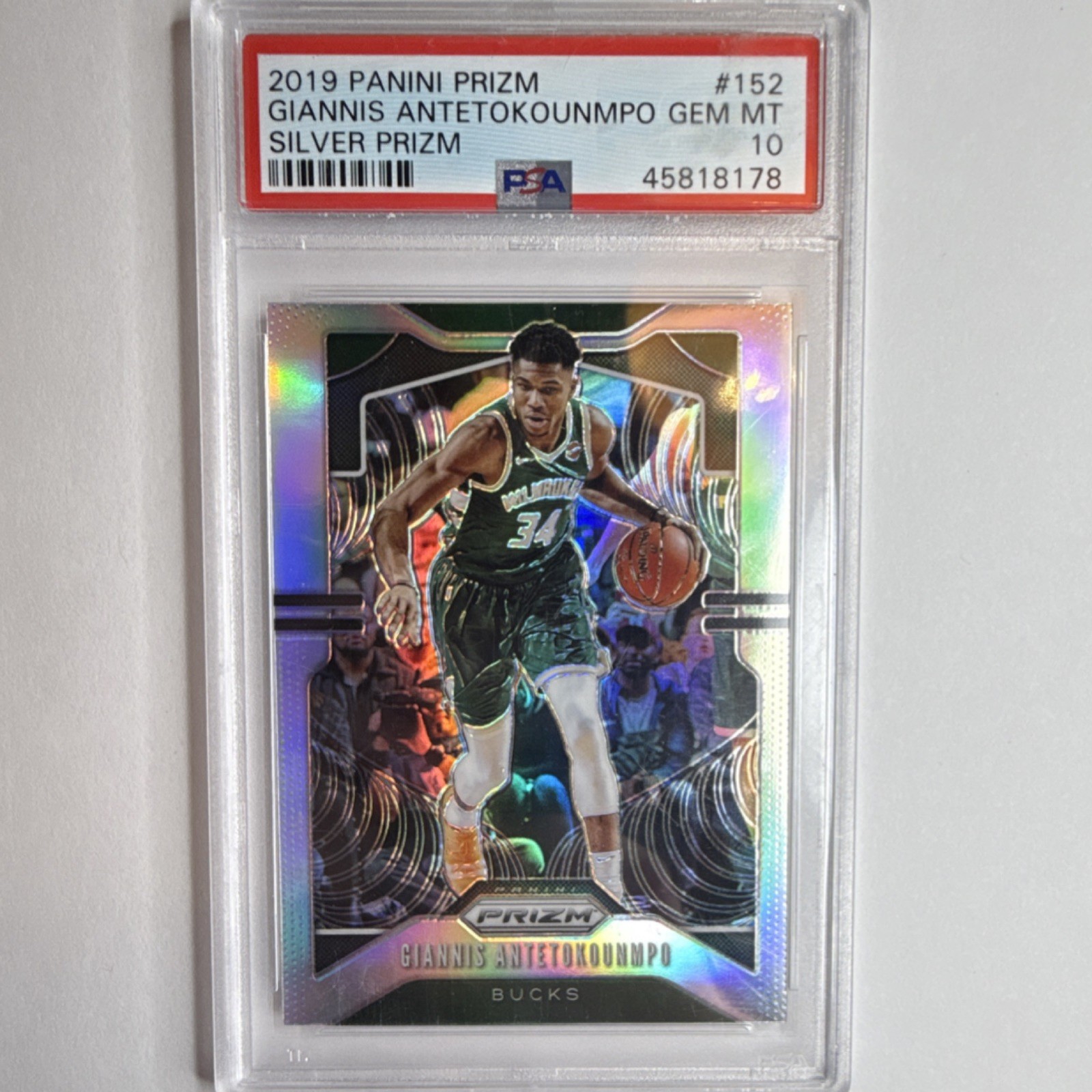 Panini 2019-20 Prizm Silver Giannis Antetokounmpo #152 PSA 10 Bucks