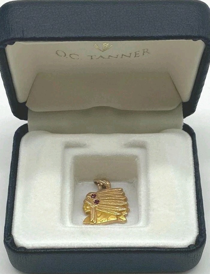 10K Ruby Native American Chief's Head Pendant 2.5g - image 1