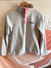 Patagonia Women's Size XS Micro D Snap-T Gray Pullover Pink Trim