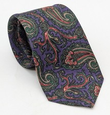 Polo Ralph Lauren Purple Green Paisley Trad 100 Silk Men's Tie