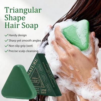 usman-grass Shampoo Bar, Triangle Shampoo Bar, Natural Seven Green Soap Shampoo