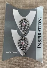 Vintage Inspiration Decorative Shoe Clips Silver Rhinestones 1.5 Inches Length