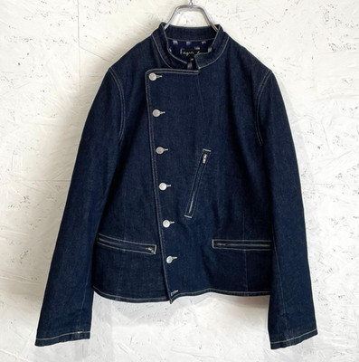 agnes b. Fiful Blouson Stretch Denim Short Jacket Indigo dyed Excellent