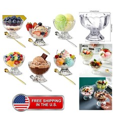 5oz Sundae Glass Dessert Cup Set 6 Sets with Base Tulip Ice Cream Cup
