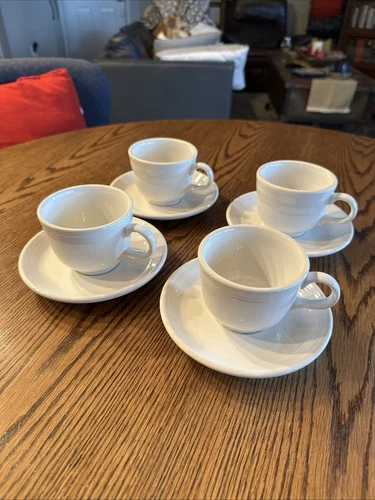 Fiestaware White Cups And Saucers Set Of 4 Cups And 4 Saucers