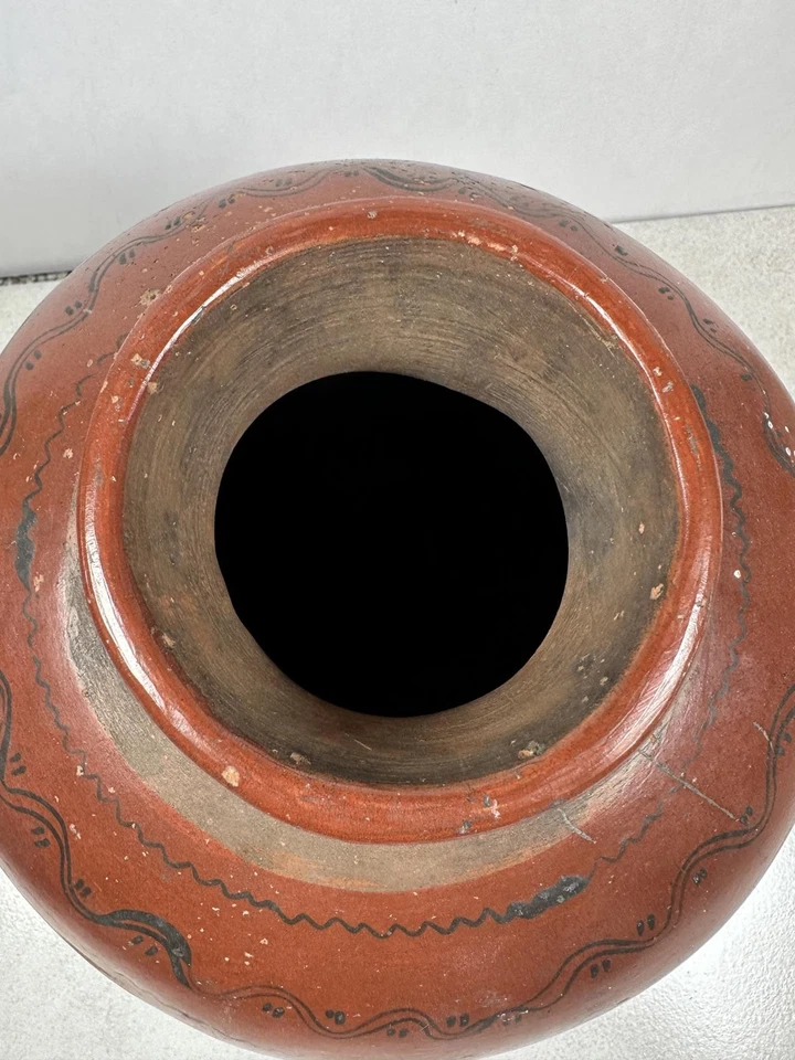 Olla mexicana Olla cerámica artesanal rústica de mediados de siglo de colección  Foto 3 de 4