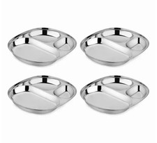 Stainless Steel Child Compartment Plates Pack of 4 - Ages 12 months Ahisma
