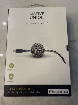 Native Union Night 10' Ft Braided weighted IPHONE to USB-A Cable iphone ipad 484