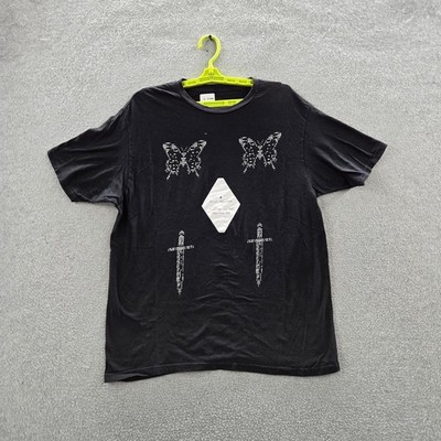 Post Malone Men Shirt L Black Graphic Butterflies Swords Twelve Carat