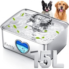 Kastty 15L/4Gal Dog Water Fountain, Stainless Steel Pet Water Bowl Dispenser ...