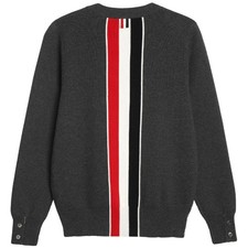 Thom Browne Mens Wide Strip Round Neck Pullover Loose T-shirt Knitted Sweater