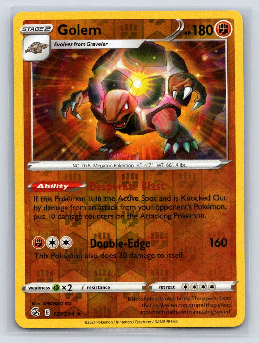 Golem 137/264 Reverse Holo SWSH08: Fusion Strike NM Pokemon