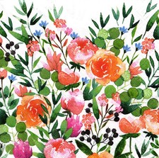  2 Two Paper Lunch Napkins for Decoupage/Mixed Media, English Garden flower mix