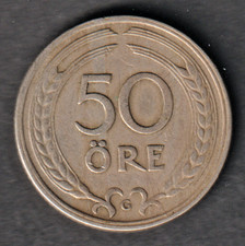 Sweden 1940 50 Ore coin circulated condition