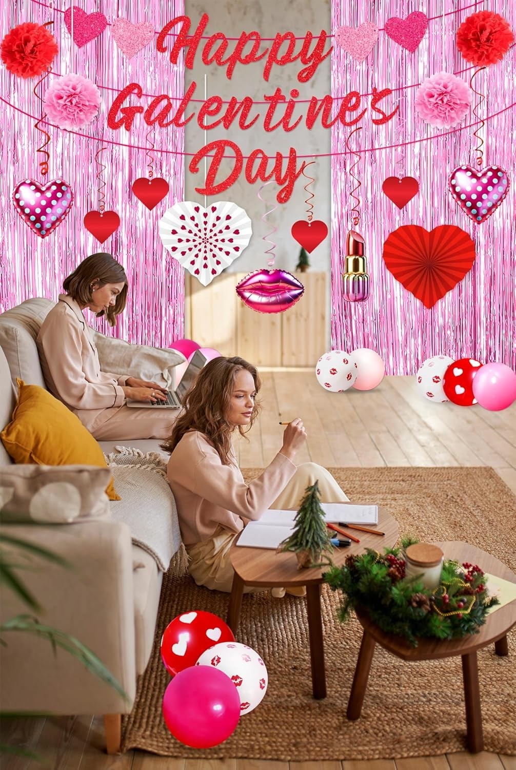 Happy Galentine's Day Balloon Arch Kit with Banners & Swirls - Party Essentials thumbnail 9
