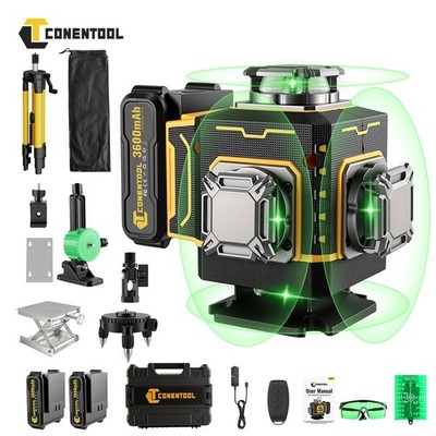 4D 16 Linien Laser Level Strahl Linienlaser Fliesenboden Laserwerkzeug 2Akkus DE