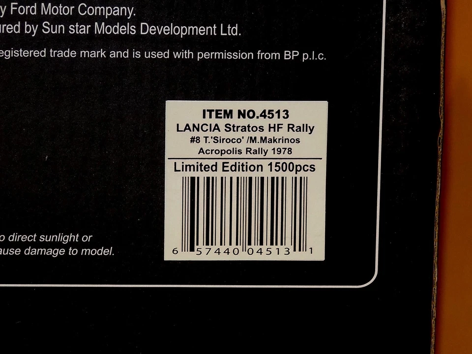 Lancia Stratos HF BIC Siroco / Makrinos #8 Acrópolis 1978 Sun Star 4513 1:18 - Imagen 4 de 4