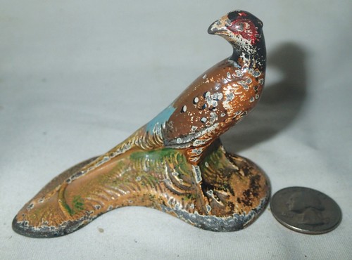 ANTIQUE USA HUBLEY TOY CO. CAST IRON PHEASANT BIRD DESK ART STATUE PAPERWEIGHT A - Picture 12 of 12