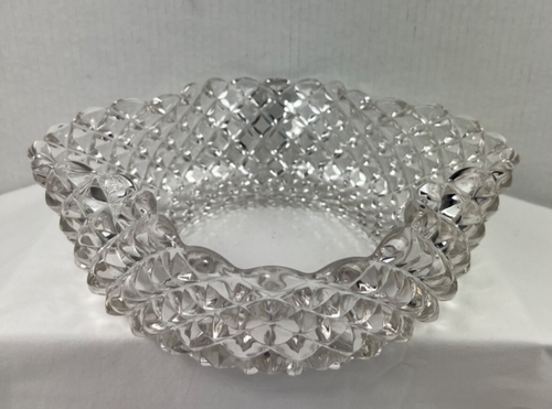 Vintage Ripley & Co. EAPG Roanoke Pattern 10" Clear Glass Square Bowl Folded Rim - Picture 3 of 7