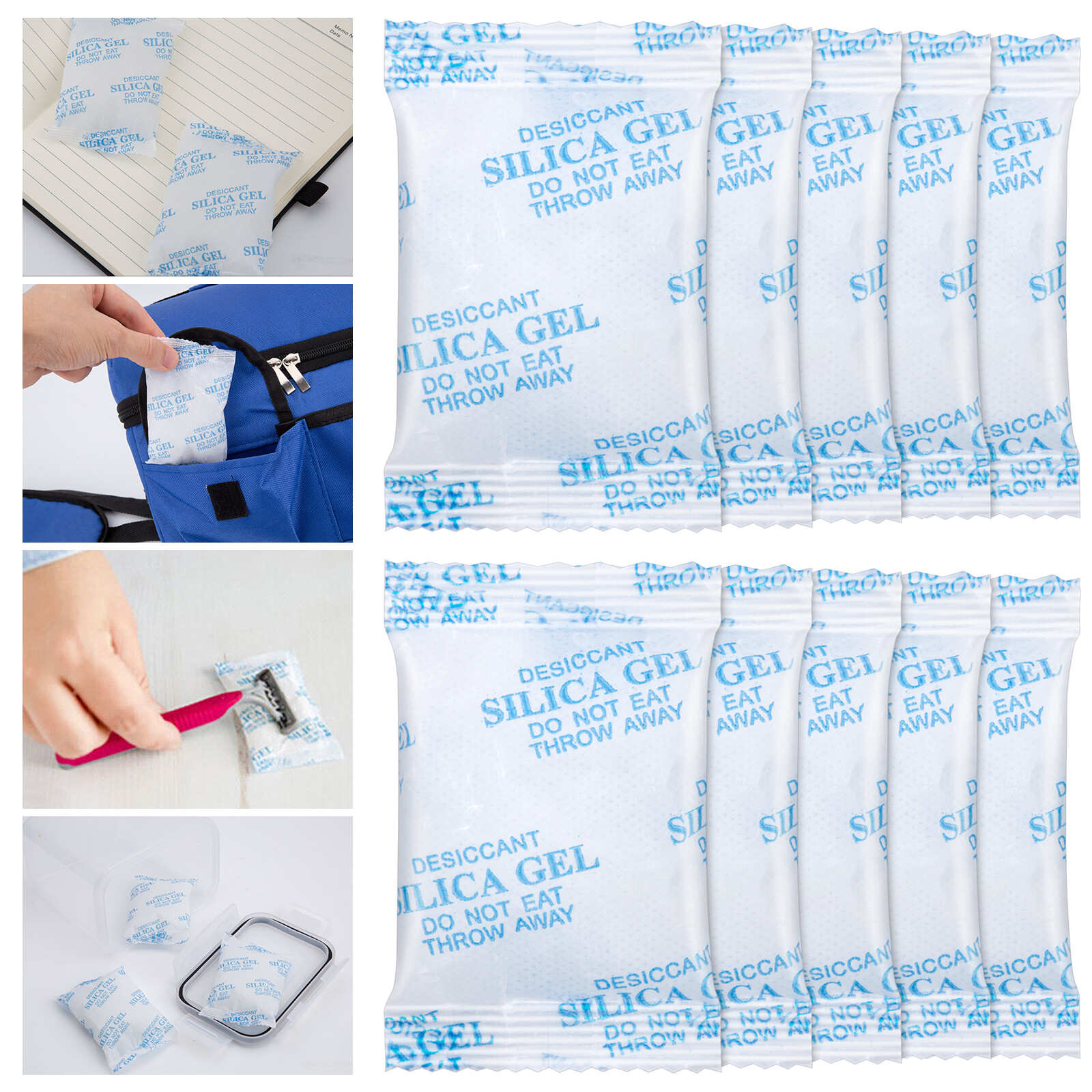 1/10/20/50/100g Silica Gel Desiccant Packets Fast Reactivate Moisture Absorbers eBay