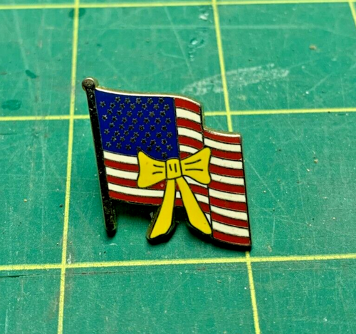 Vintage American Flag with Yellow Ribbon Lapel Pin | eBay
