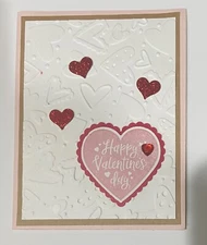 Glitter embossed Valentine’s Day card kit of 10 made w/ Stampin' Up!