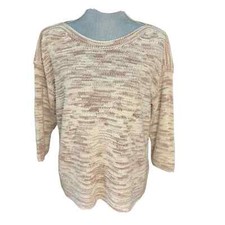 Pure J Jill Sweater Woven Sweater Top Boat Neckline Small Petite Oversized READ