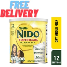 NIDO Fortificada Dry Whole Milk Powder with Vitamins A, C, D, Iron & Calcium, 12