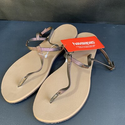 Havaianas Riviera Rose Gold Adjustable Flip Flops Women’s 11/12 Men’s 9/10 