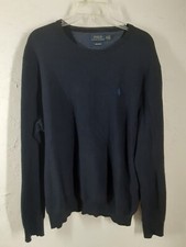 Polo Ralph Lauren Men's Sweater Pima Cotton Navy Blue Long Sleeve Size XL
