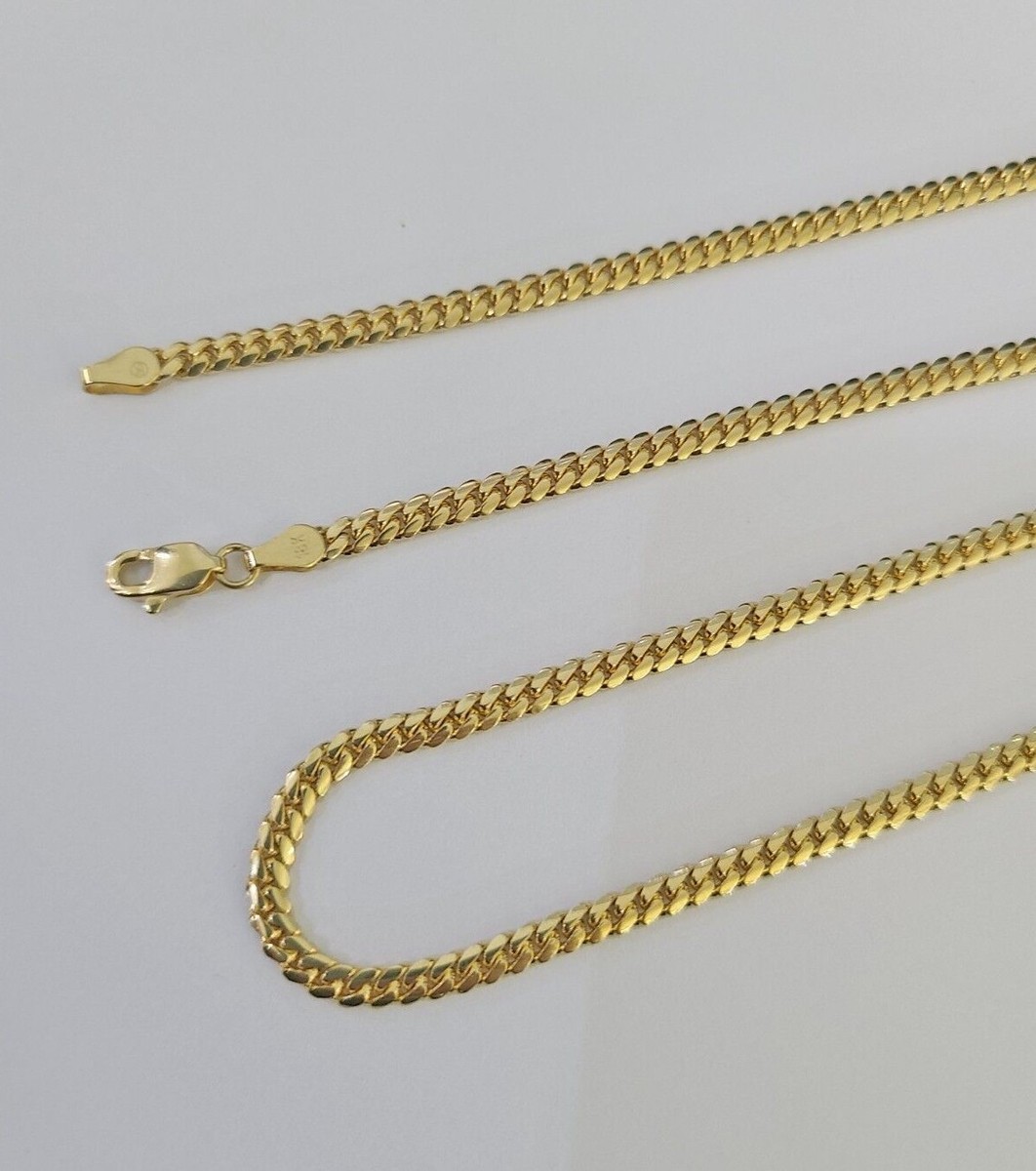 18k Solid Miami Cuban Chain Yellow Gold 3mm 22