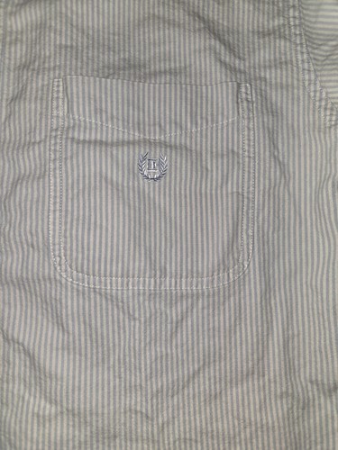 Chaps Long Sleeve ButtonUp Little Blue pin stripe Shirt Mens Sz M Preppy easter - Picture 8 of 20