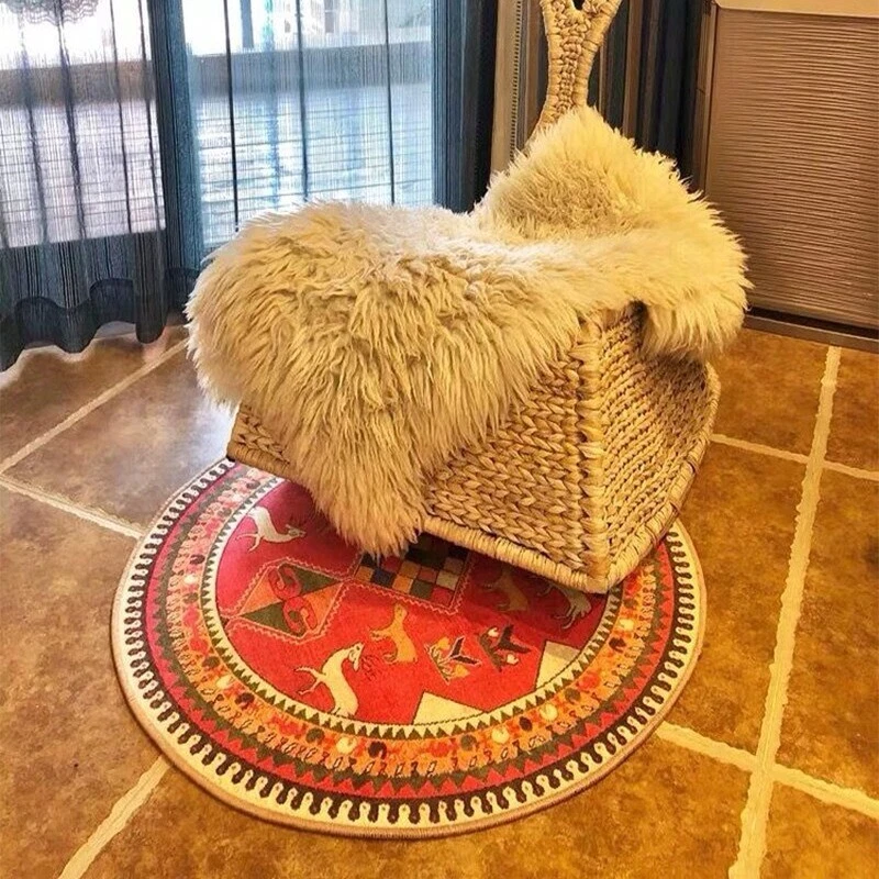 Ethnisch Fläche Teppich Rund Blumenmuster Monaco Boden Matte Weicher Antislip - Bild 3 von 4