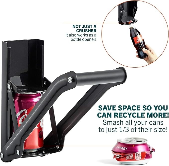 Can Crusher Wall Mounted Aluminum Can Crusher 16oz 12oz 8oz Recycling Heavy Duty