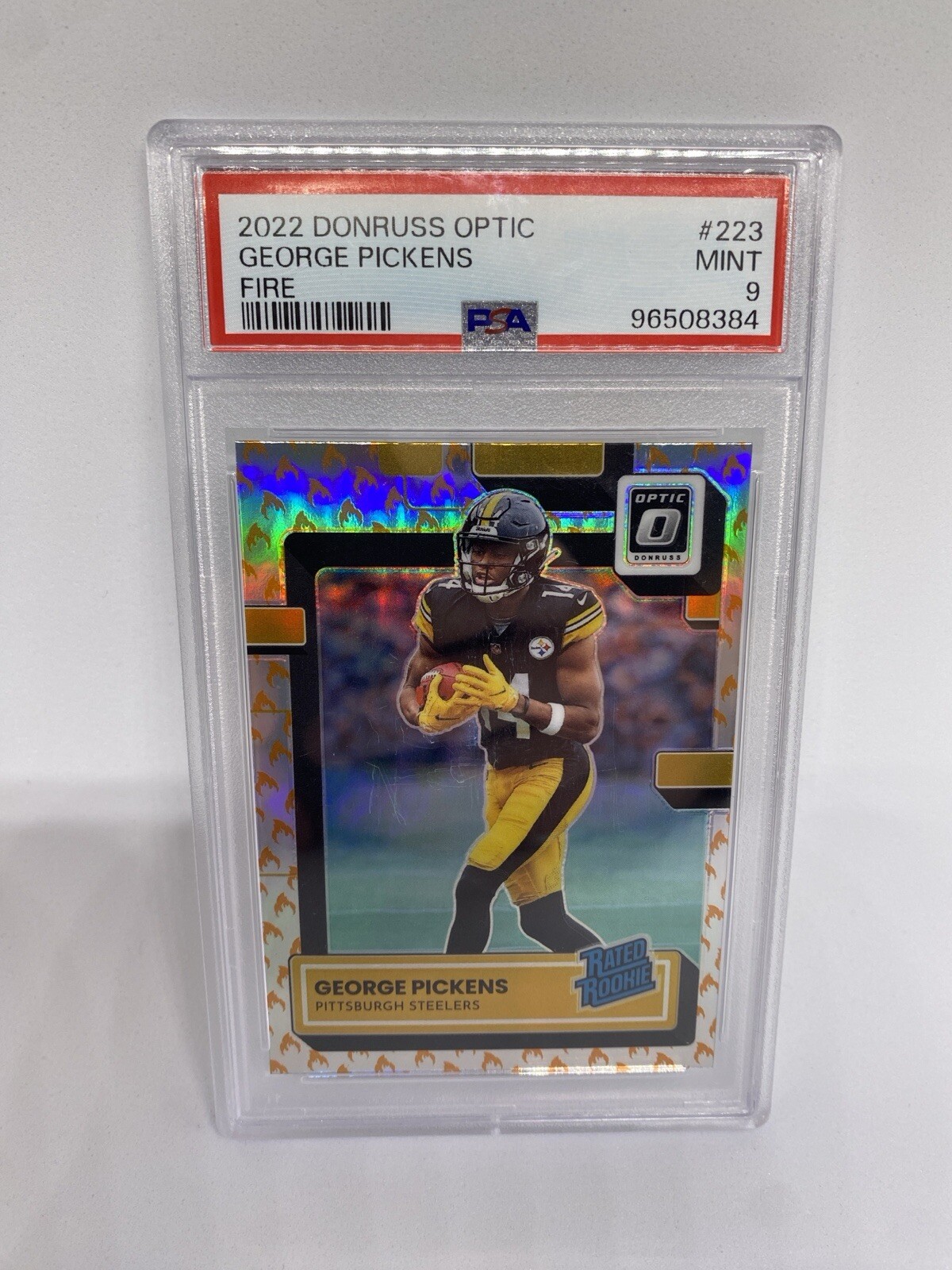 George Pickens 2022 Optic Rated Rookie Fire Emoji Prizm RC PSA 9 #223 STEELERS