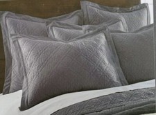 Levtex Home Linen Cotton Set of 2 Euro Shams Charcoal Gray New