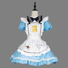 Alice in Wonderland Costume Dress w/Poker Apron Maid Lolita fo Halloween Cosplay