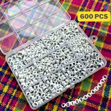Number Beads for Jewelry 600pcs White 7x4mm DIY Crafts Storage Box Kit