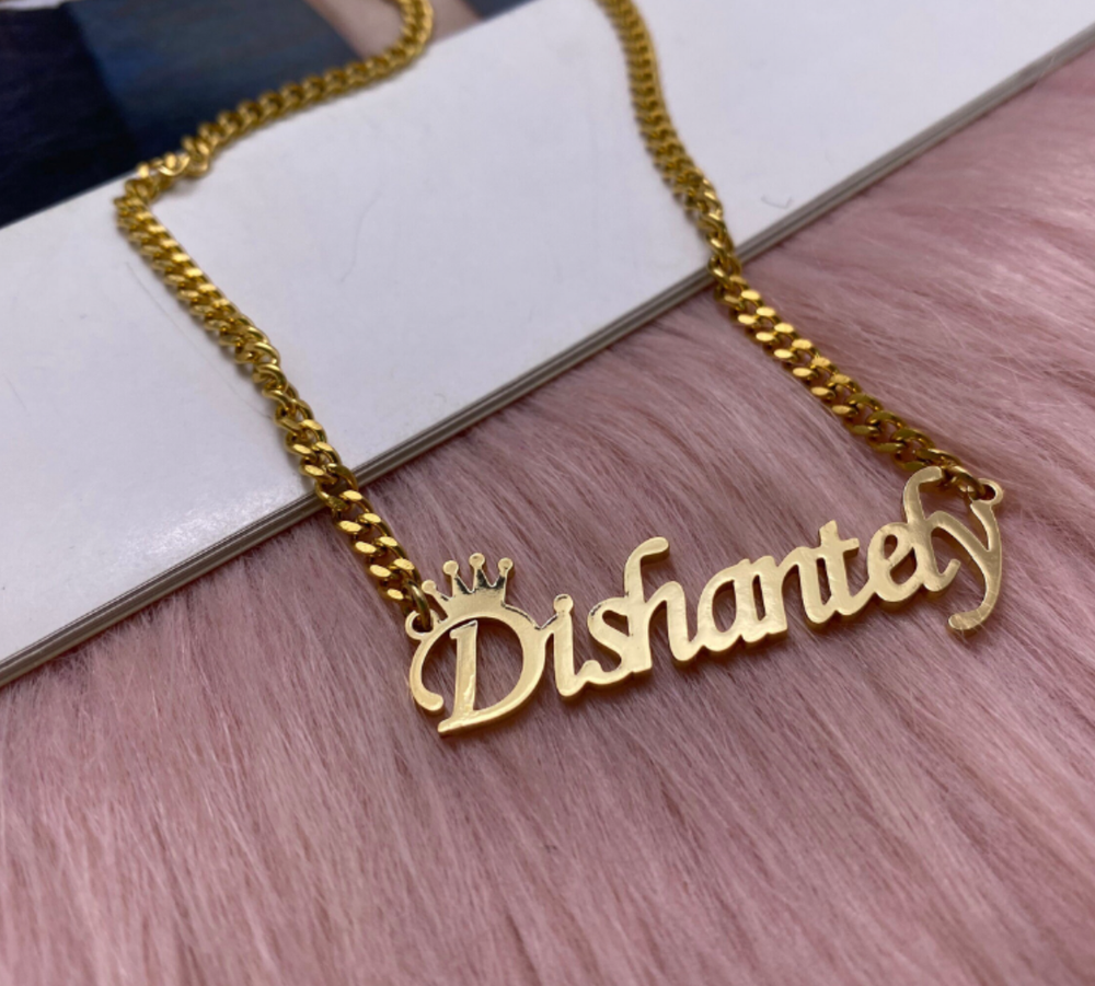 Custom Name Cuban Chain Crown Necklace for Women & Men - Personalized Jewelry Gift