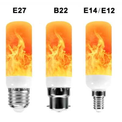 1x LED Flame Light Bulbs 4 Modes Flickering Light Gravity Sensor E27 E14 B22 E12