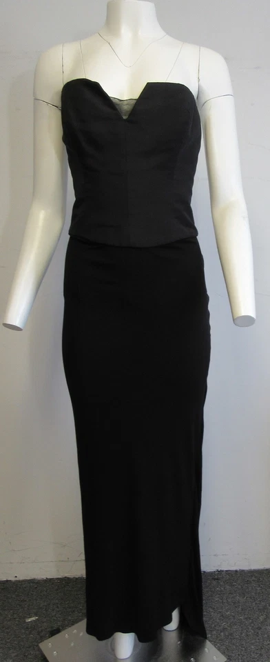 VERA WANG Vestido de Noche Negro Sin Tirantes con Tren y Chal Rosa Talla 8 Foto 4 de 4