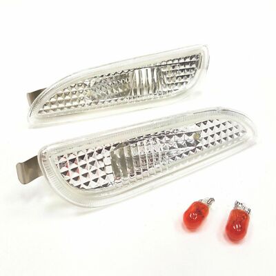 Fit W209 2003-2009 Mercedes CLK Euro 2x Chrome Front Bumper Side Marker Lights 